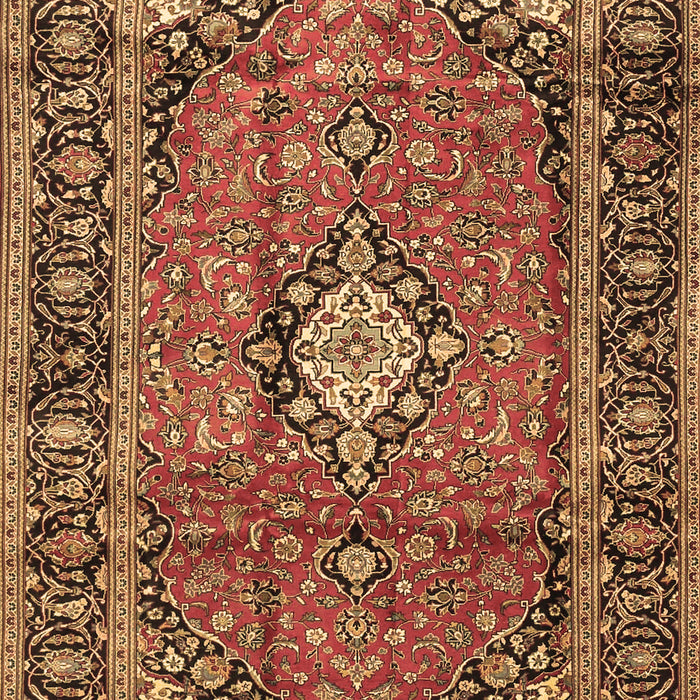 Machine Washable Medallion Brown Traditional Rug, wshtr4357brn