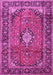 Machine Washable Medallion Pink Traditional Rug, wshtr4357pnk