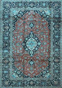 Medallion Light Blue Traditional Rug, tr4357lblu