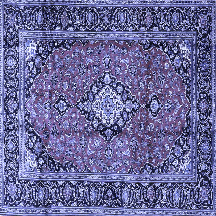 Square Machine Washable Medallion Blue Traditional Rug, wshtr4357blu