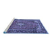 Sideview of Machine Washable Medallion Blue Traditional Rug, wshtr4357blu