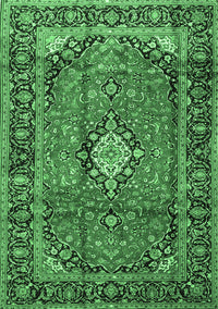 Medallion Emerald Green Traditional Rug, tr4357emgrn