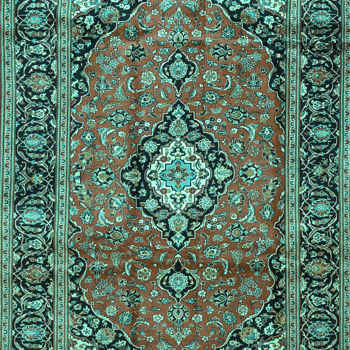 Machine Washable Medallion Turquoise Traditional Area Rugs, wshtr4357turq