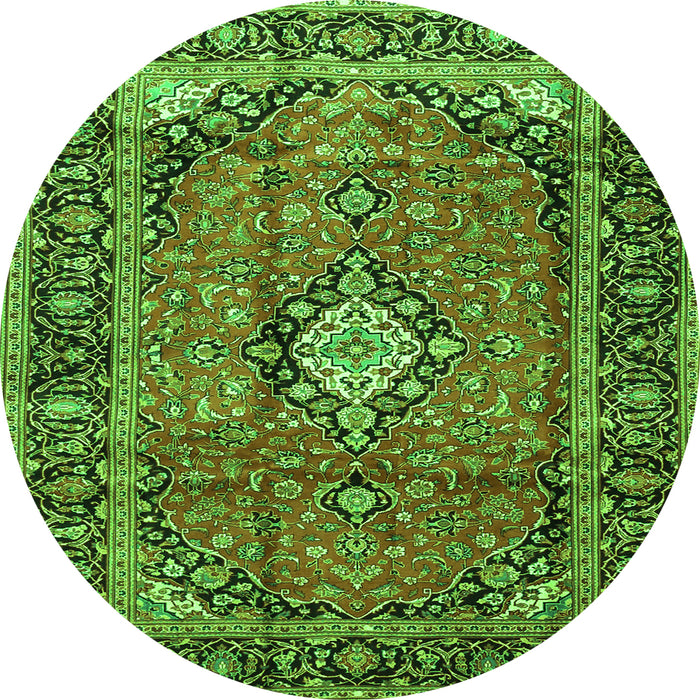 Machine Washable Medallion Green Traditional Area Rugs, wshtr4357grn