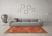 Machine Washable Medallion Orange Traditional Area Rugs in a Living Room, wshtr4357org