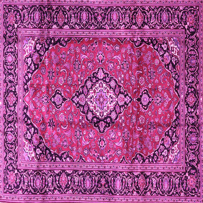 Square Machine Washable Medallion Pink Traditional Rug, wshtr4357pnk