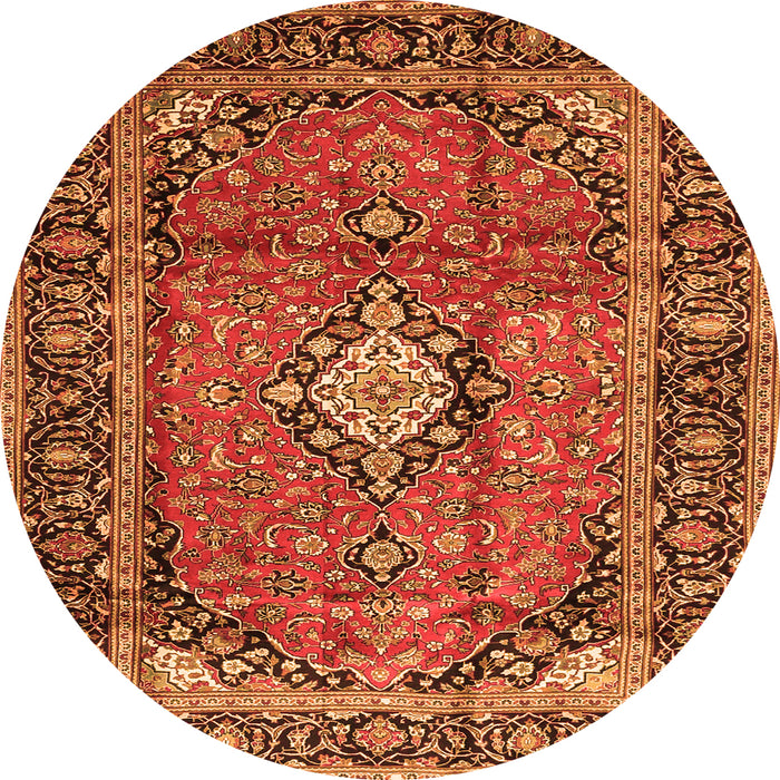 Machine Washable Medallion Orange Traditional Area Rugs, wshtr4357org
