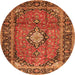 Machine Washable Medallion Orange Traditional Area Rugs, wshtr4357org