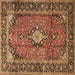 Square Medallion Brown Traditional Rug, tr4357brn