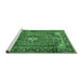 Sideview of Machine Washable Medallion Emerald Green Traditional Area Rugs, wshtr4357emgrn