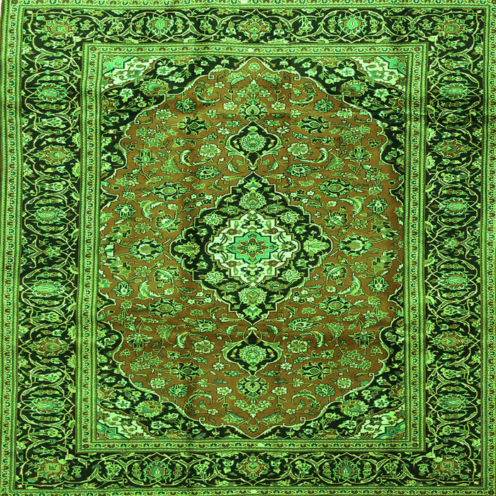 Round Machine Washable Medallion Green Traditional Area Rugs, wshtr4357grn