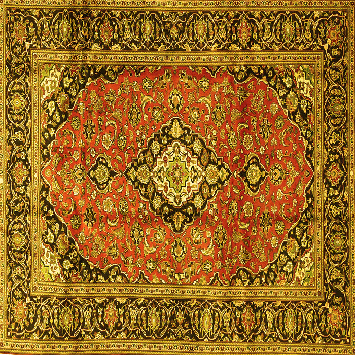 Square Medallion Yellow Traditional Rug, tr4357yw