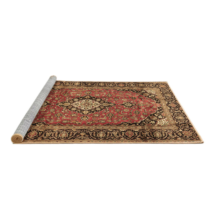 Sideview of Machine Washable Medallion Brown Traditional Rug, wshtr4357brn