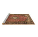 Sideview of Machine Washable Medallion Brown Traditional Rug, wshtr4357brn