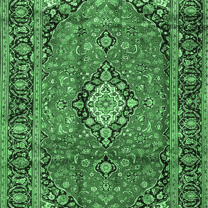 Machine Washable Medallion Emerald Green Traditional Area Rugs, wshtr4357emgrn