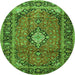 Square Medallion Green Traditional Rug, tr4357grn