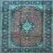 Square Medallion Light Blue Traditional Rug, tr4357lblu