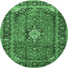 Round Medallion Emerald Green Traditional Rug, tr4357emgrn