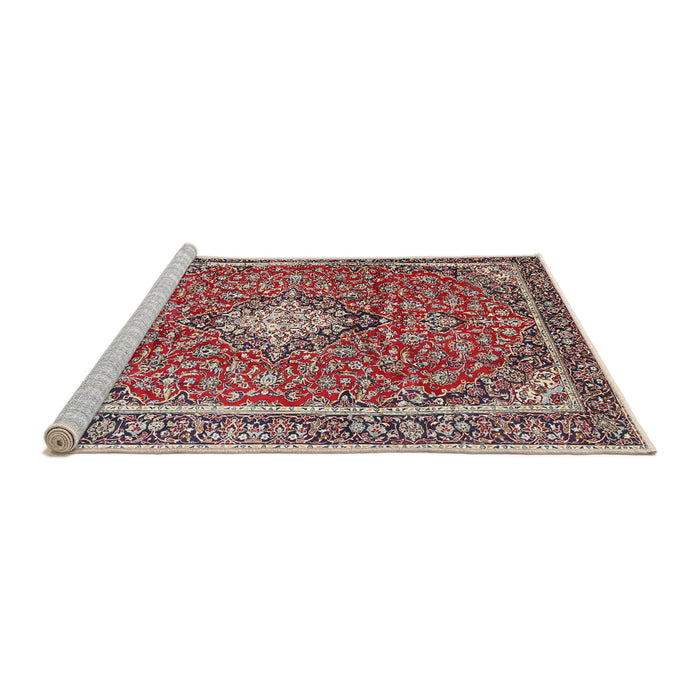 Sideview of Machine Washable Traditional Saffron Red Rug, wshtr4358
