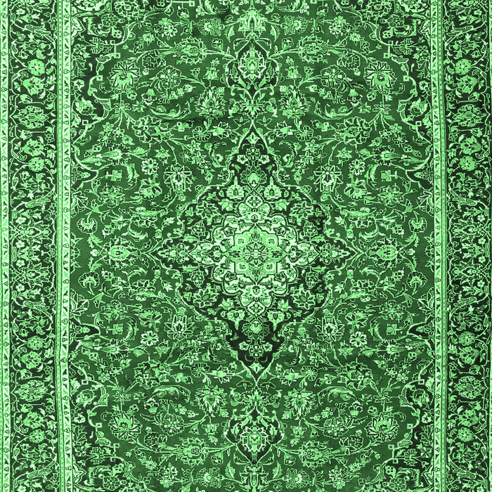 Machine Washable Medallion Emerald Green Traditional Area Rugs, wshtr4358emgrn