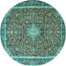 Round Medallion Turquoise Traditional Rug, tr4358turq