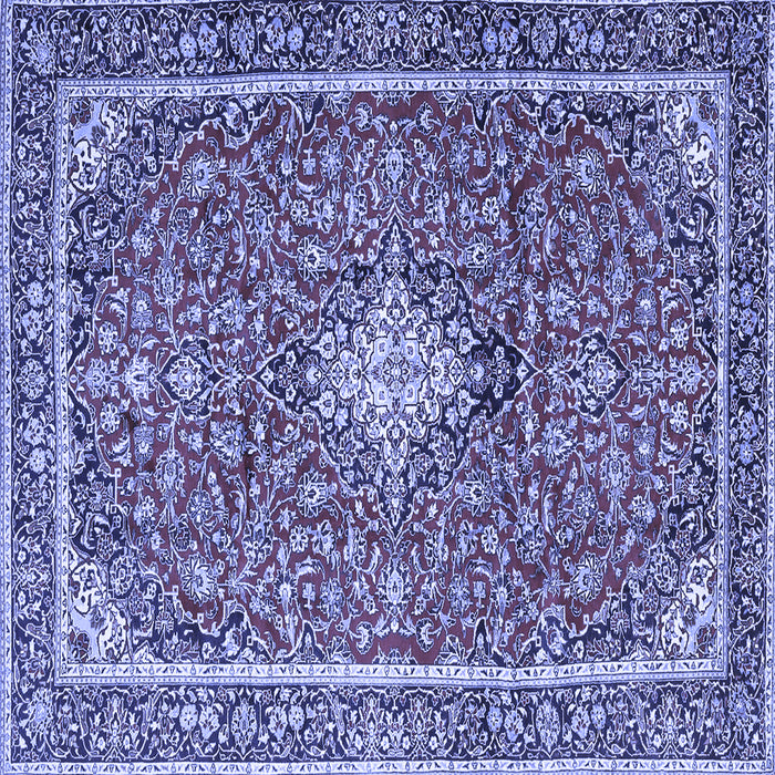 Square Machine Washable Medallion Blue Traditional Rug, wshtr4358blu