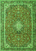 Serging Thickness of Machine Washable Medallion Green Traditional Area Rugs, wshtr4358grn