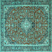 Square Medallion Turquoise Traditional Rug, tr4358turq