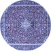 Round Medallion Blue Traditional Rug, tr4358blu