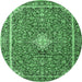 Round Medallion Emerald Green Traditional Rug, tr4358emgrn