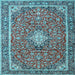 Square Medallion Light Blue Traditional Rug, tr4358lblu