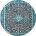 Round Medallion Light Blue Traditional Rug, tr4358lblu