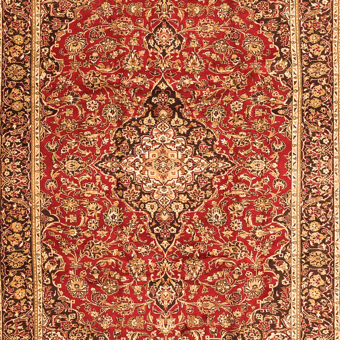 Serging Thickness of Machine Washable Medallion Orange Traditional Area Rugs, wshtr4358org