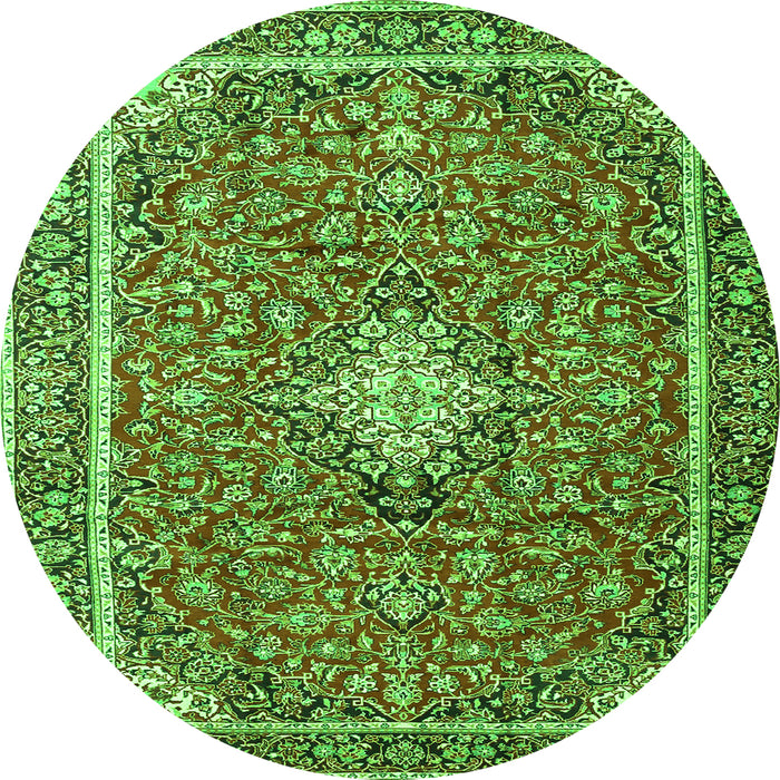 Machine Washable Medallion Green Traditional Area Rugs, wshtr4358grn