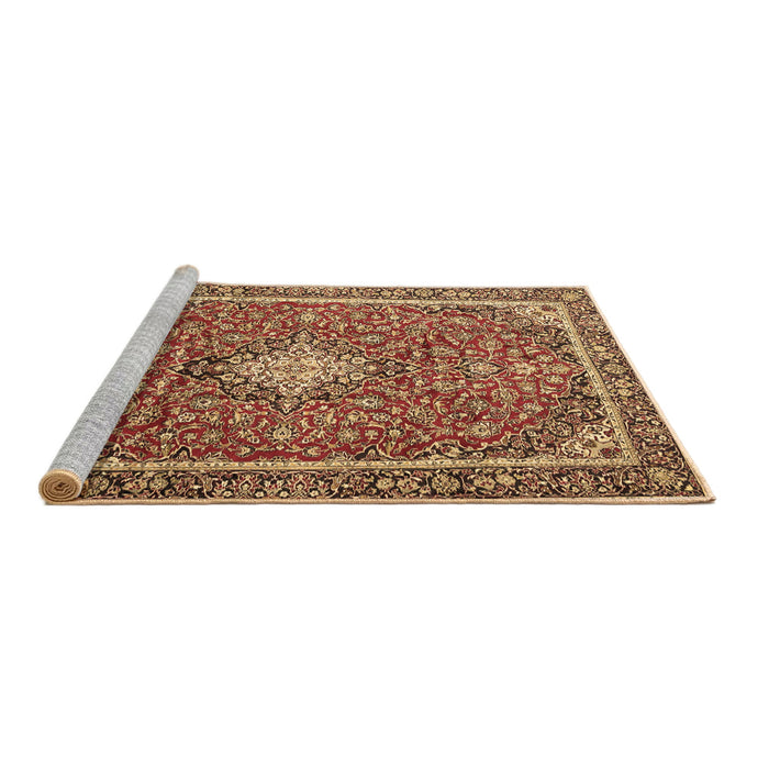 Sideview of Machine Washable Medallion Brown Traditional Rug, wshtr4358brn