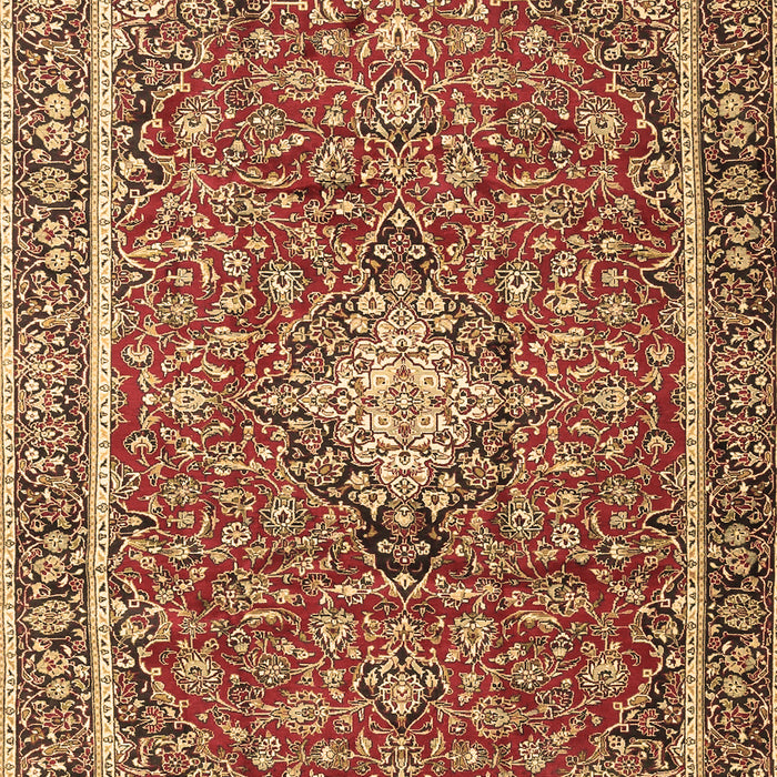 Machine Washable Medallion Brown Traditional Rug, wshtr4358brn