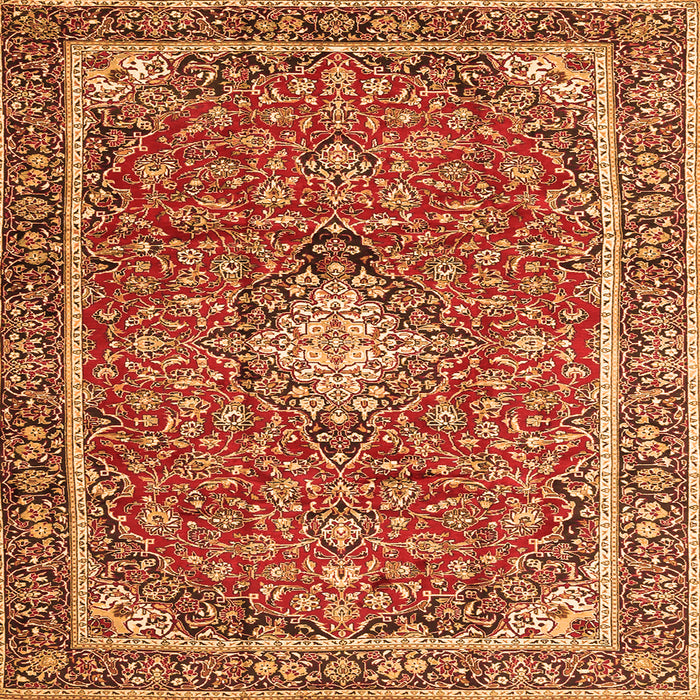 Serging Thickness of Medallion Orange Traditional Rug, tr4358org