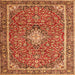 Serging Thickness of Medallion Orange Traditional Rug, tr4358org