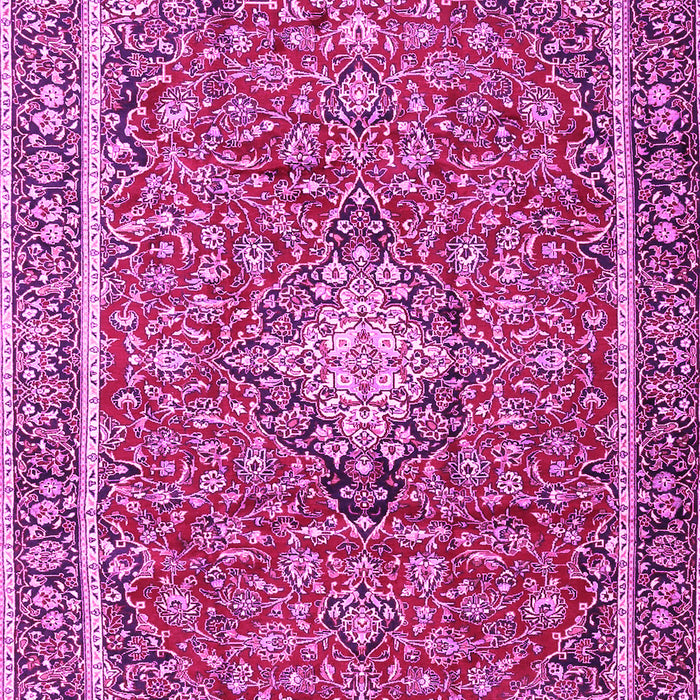 Machine Washable Medallion Pink Traditional Rug, wshtr4358pnk