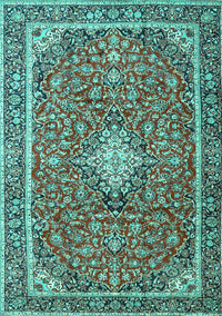 Medallion Turquoise Traditional Rug, tr4358turq