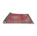 Sideview of Traditional Fire Brick Red Medallion Rug, tr4359