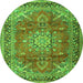 Machine Washable Medallion Green Traditional Area Rugs, wshtr4359grn