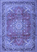 Machine Washable Medallion Blue Traditional Rug, wshtr4359blu