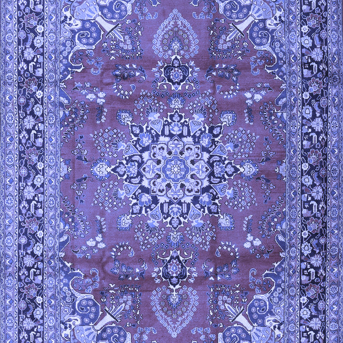 Machine Washable Medallion Blue Traditional Rug, wshtr4359blu