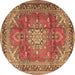 Round Medallion Brown Traditional Rug, tr4359brn