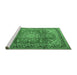 Sideview of Machine Washable Medallion Emerald Green Traditional Area Rugs, wshtr4359emgrn