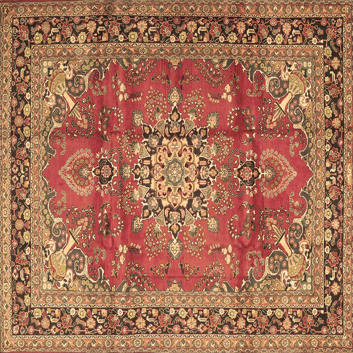 Square Machine Washable Medallion Brown Traditional Rug, wshtr4359brn