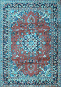 Medallion Light Blue Traditional Rug, tr4359lblu