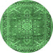 Round Medallion Emerald Green Traditional Rug, tr4359emgrn