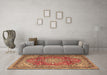 Machine Washable Medallion Brown Traditional Rug in a Living Room,, wshtr4359brn